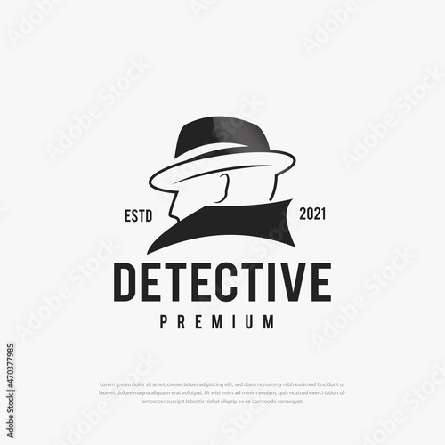 Detective man logo line art detective detective man icon illustration
