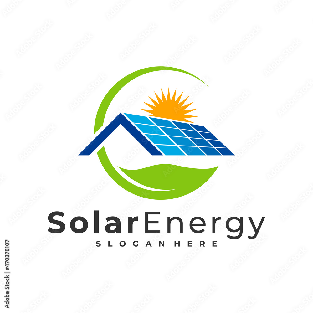 Nature Solar logo vector template, Creative Sun energy logo design
