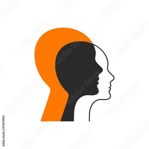 Two abstract human profiles. Symbol of therapy