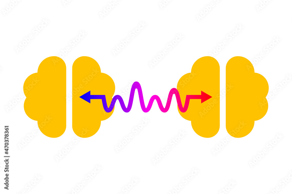 Obraz premium Connection between two brains. Networking concept. Therapy icon