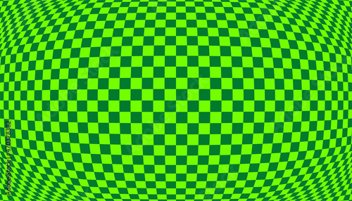 Distorted surface. Chess background with distortion. Optical illusion banner