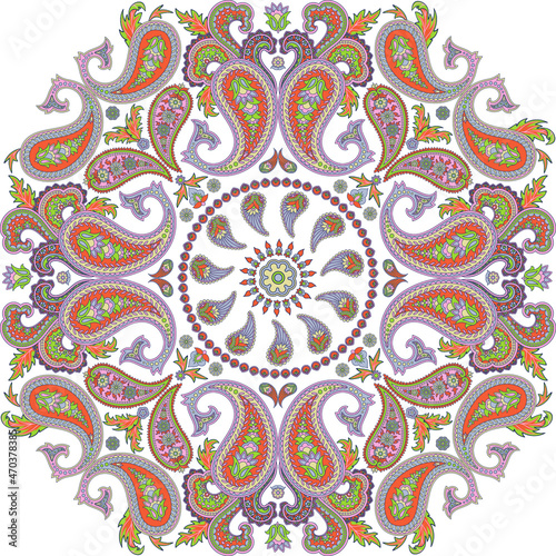 Paisley ornament. Decorative composition. Oriental pattern. An element for shawls, scarves, decorations for postcards, invitations.