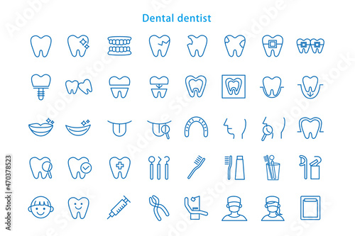 歯医者のイラストアイコンセット