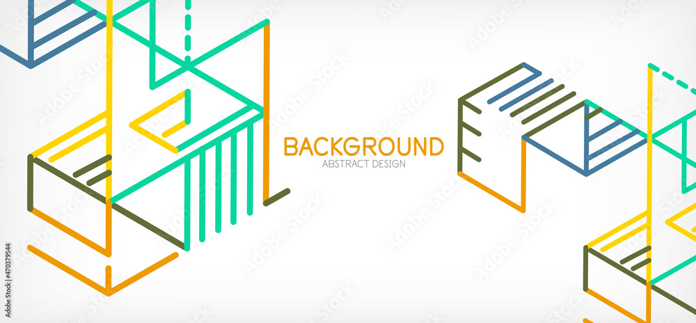 Abstract background. Color lines on white background. Linear abstract composition. Techno or business concept for wallpaper, banner, background, landing page