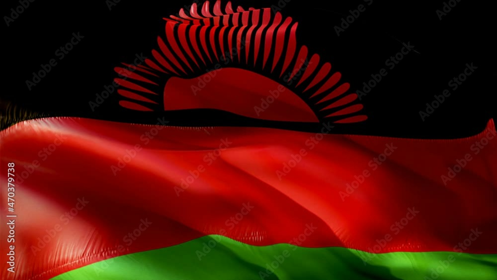 Malawian flag. 3d Malawi flag waving video. Sign of Malawi seamless loop animation. Malawian flag HD resolution Background. Malawi flag Closeup 1080p HD video for Independence Day,Victory day
