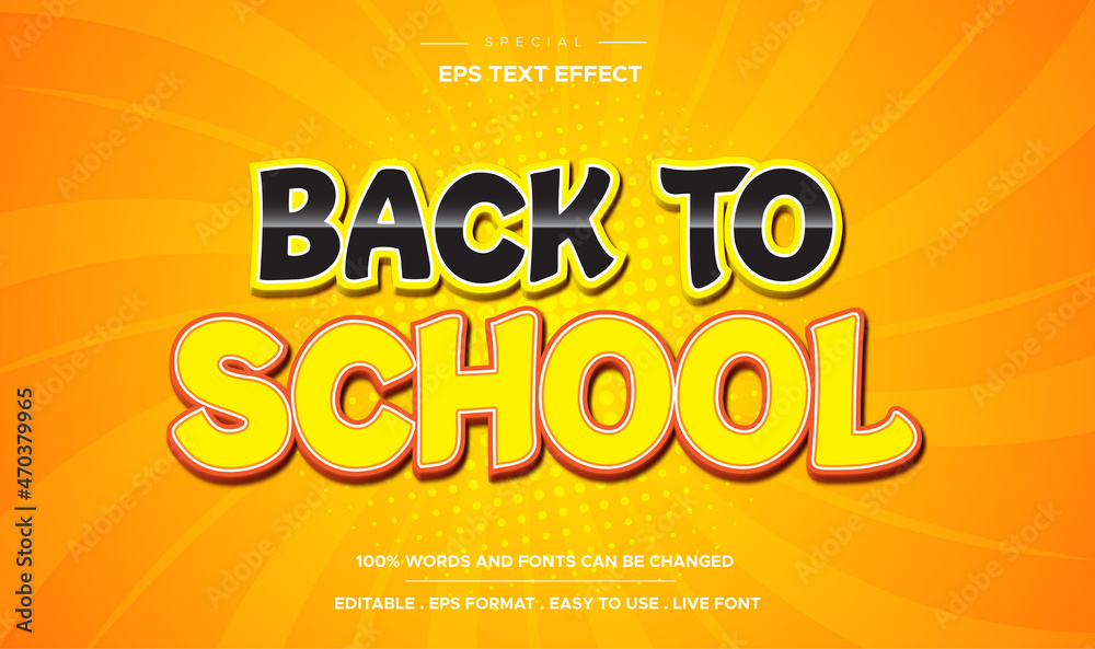 Editable text effect back to school style