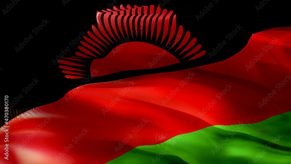 Malawi flag video. National 3d Malawian Flag Slow Motion video. Malawi Flag Blowing Close Up. Malawian Flags Motion Loop HD resolution Background Closeup 1080p Full HD video. Malawi flags waving in wi
