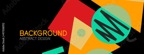 Abstract background. Blocks, lines, triangles, circles composition. Techno or business concept for wallpaper, banner, background, landing page