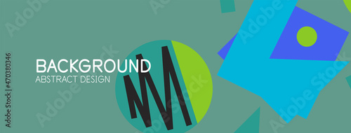 Abstract background. Blocks, lines, triangles, circles composition. Techno or business concept for wallpaper, banner, background, landing page