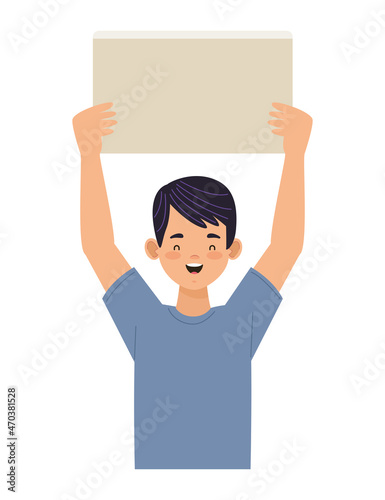 boy protesting with banner
