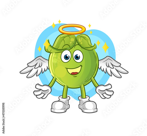 pea angel with wings vector. cartoon character