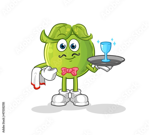 pea waiter cartoon. cartoon mascot vector