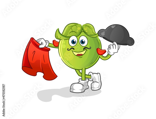pea matador with red cloth illustration. character vector