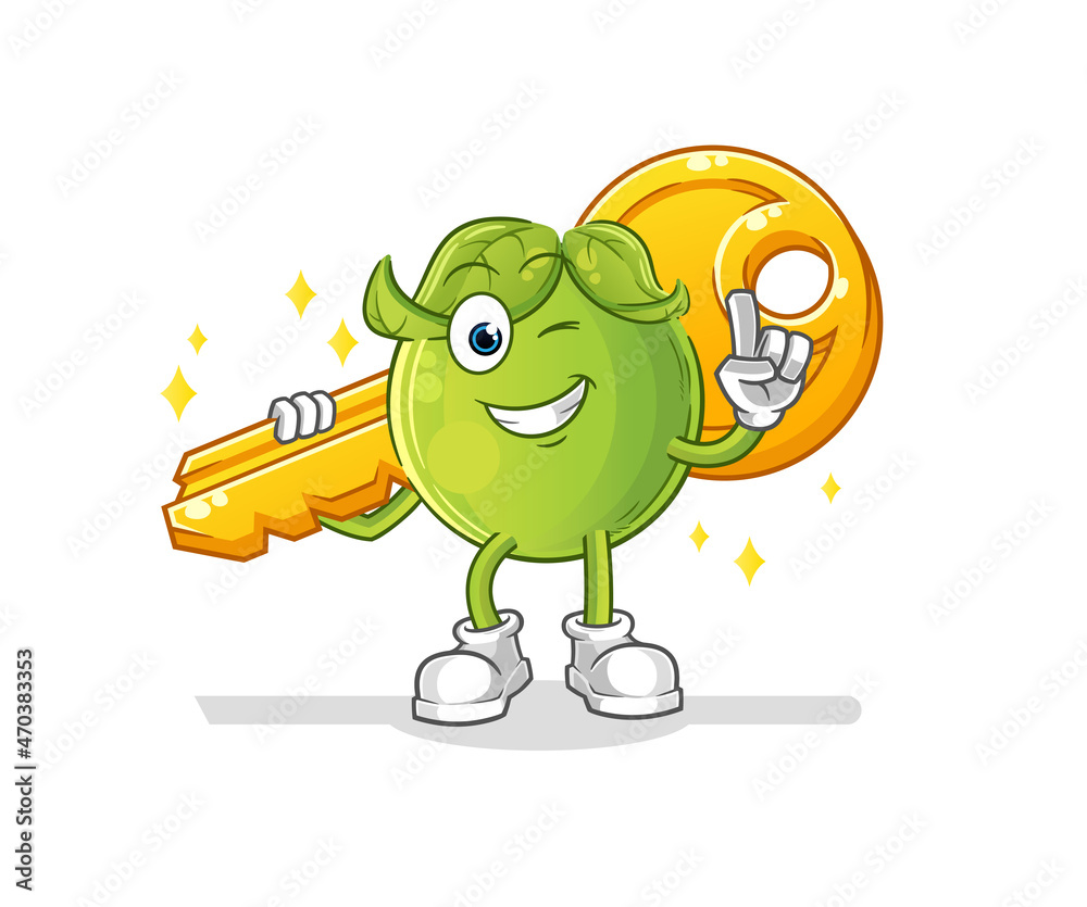 pea carry the key mascot. cartoon vector