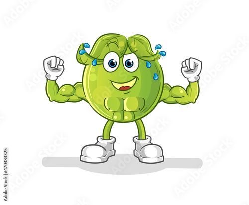 pea muscular cartoon. cartoon mascot vector