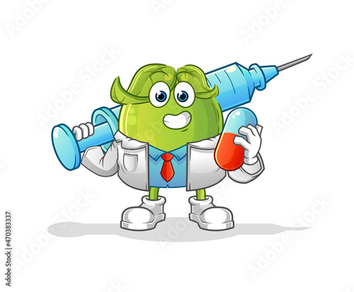 pea doctor holding medichine and injection