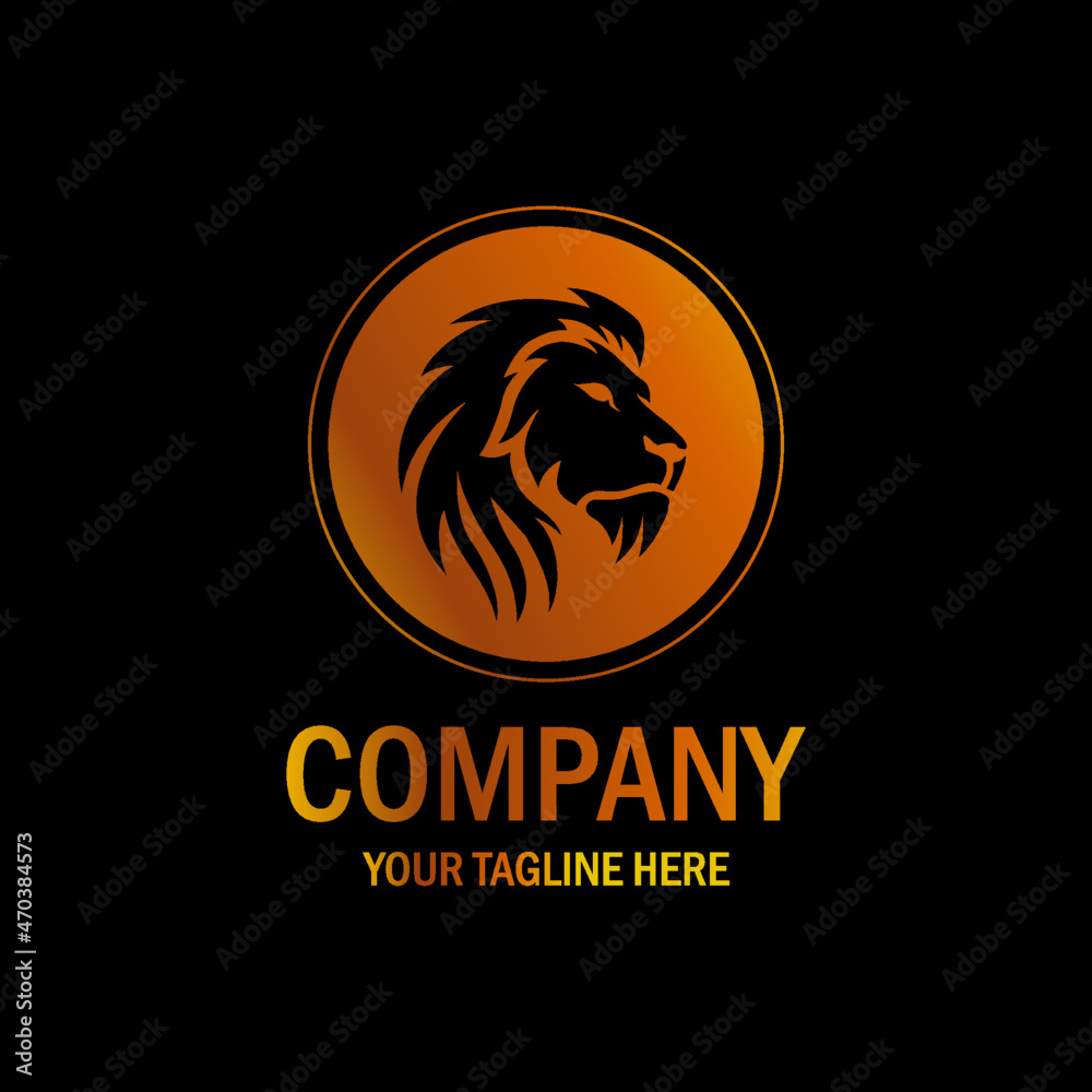 Gold lion head logo vector