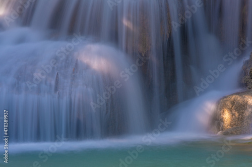 Ethereal waterfall in Erawan National Park in Kanchanaburi Province Thailand