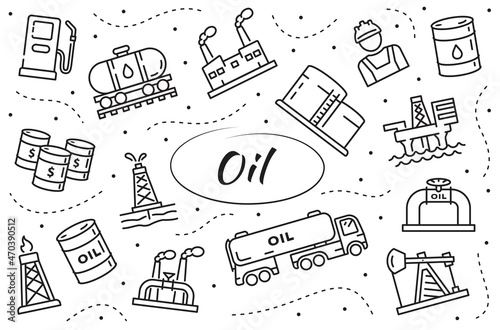 Oil and gas industry icon set. Simple vector illustration.