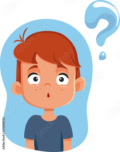 Little Boy Having Questions Vector Cartoon Character