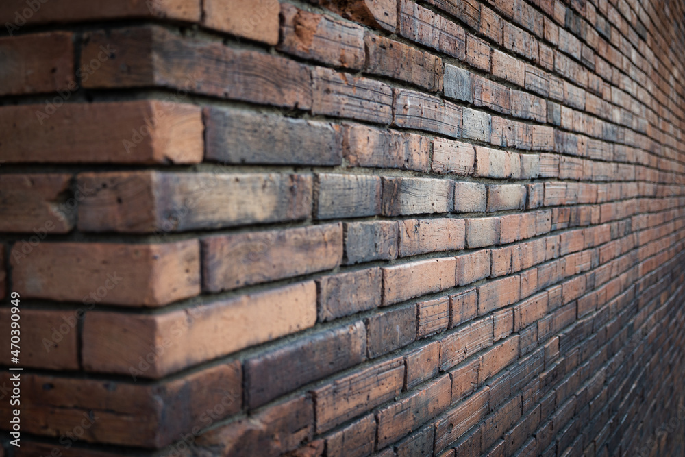 old red brick wall corner background
