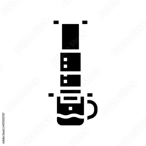 aeropress coffee equipment glyph icon vector. aeropress coffee equipment sign. isolated contour symbol black illustration