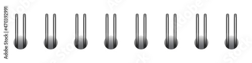 Silver horizontal spiral for open notebook and calendar. Steel spiral wire bindings for sheets of paper. Vector illustration isolated on realistic style on white background.