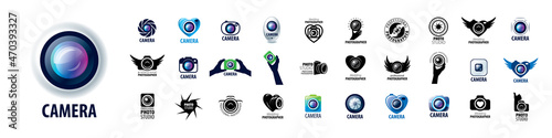 A set of vector logos for professional photographers on a black background
