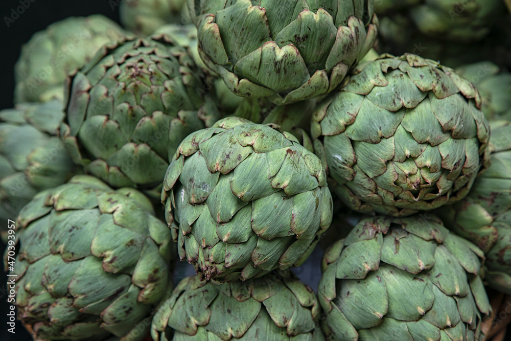 Close up of fresh Globe Artichokes Close up of fresh Globe Artichokes