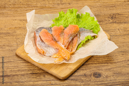 Sliced natural wild trout fillet