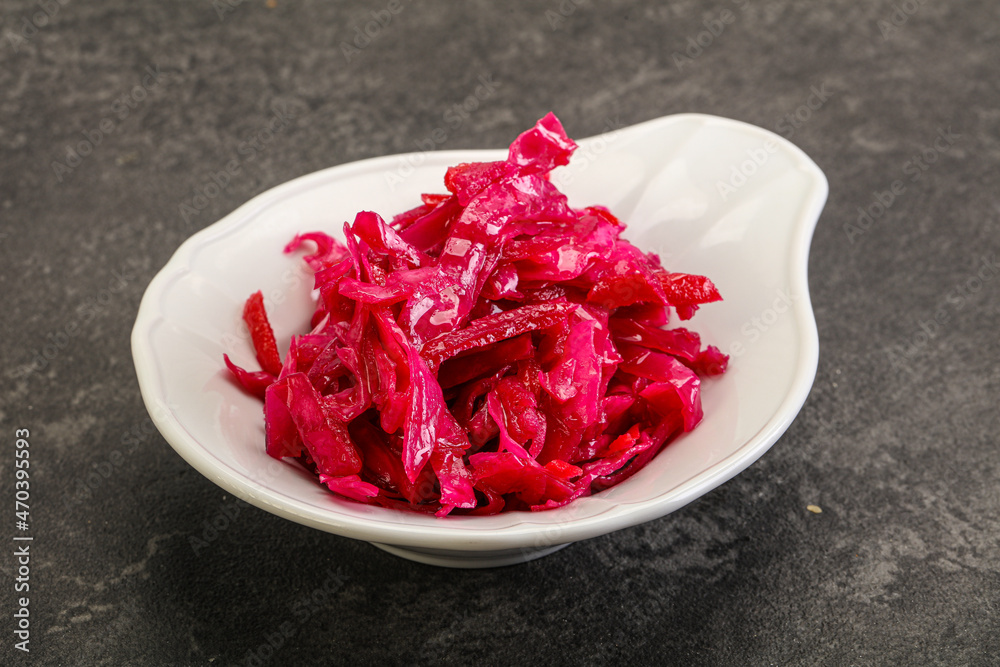 Marinated red cabbage in the bowl Marinated red cabbage in the bowl