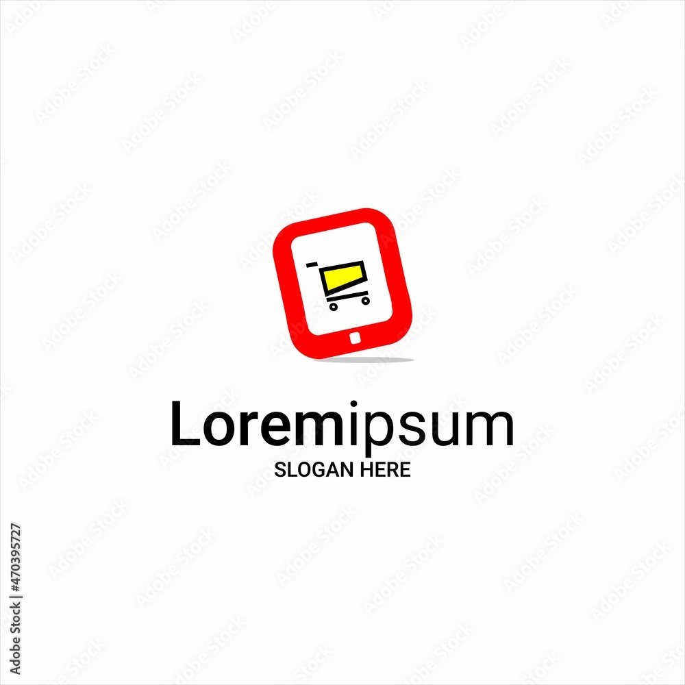 paper bag and smartphone vector, online shop logo illustration vector paper bag and smartphone vector, online shop logo illustration vector