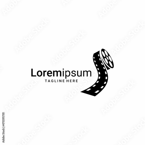 cinema logo illustration vector, film roll vector