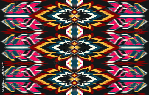 Oriental traditional ikat ethnic textile pattern Design for book cover,background,carpet,wallpaper,clothing,wrapping,Batik,fabric,Vector illustration embroidery style.