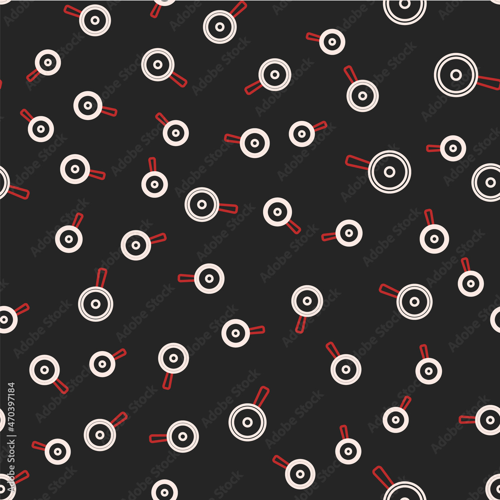 Line Frying pan icon isolated seamless pattern on black background. Fry or roast food symbol. Vector Line Frying pan icon isolated seamless pattern on black background. Fry or roast food symbol. Vector