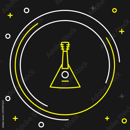 Line Musical instrument balalaika icon isolated on black background. Colorful outline concept. Vector