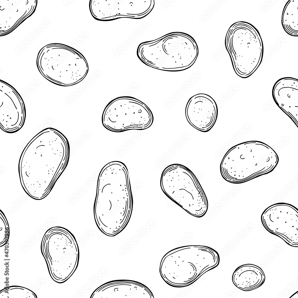 Naklejka premium Vector pattern with potato tubers.