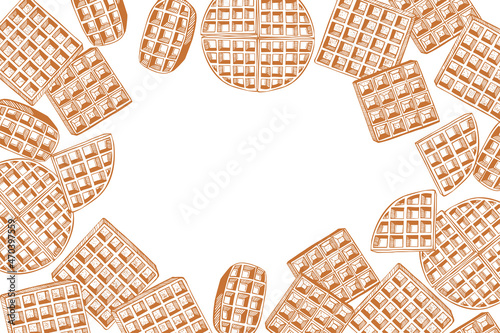 Vector background with sketch waffles.