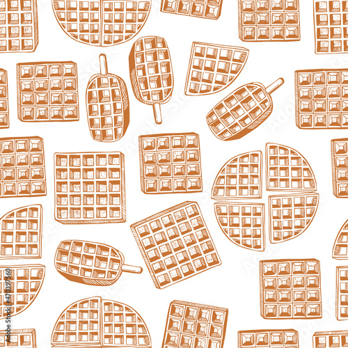 Vector pattern with sketch waffles.