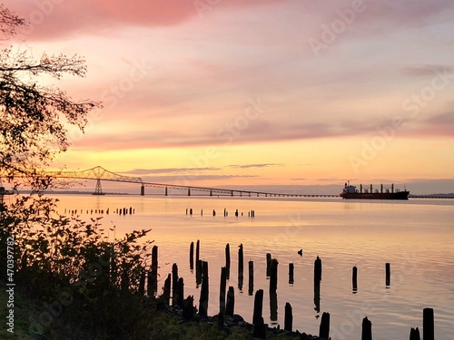 sunset over the river