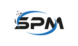 dots or points letter SPM technology logo designs concept vector Template Element