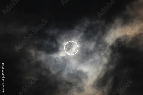 Solar Eclipse on a cloudy day taken in Japan. The clouds give it a very dramatic effect.