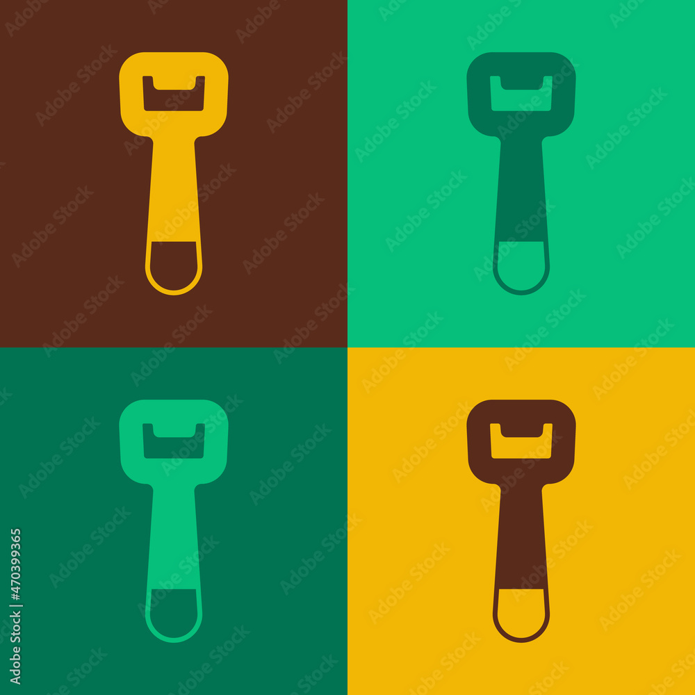 Pop art Bottle opener icon isolated on color background. Vector Pop art Bottle opener icon isolated on color background. Vector
