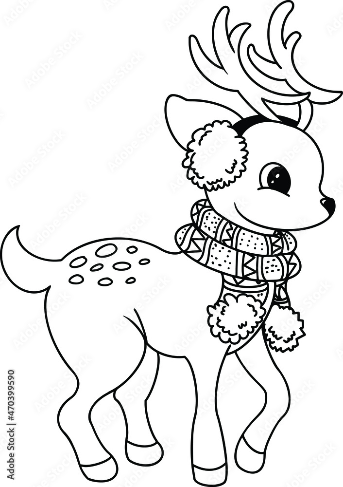 christmas deer coloring page christmas deer coloring page