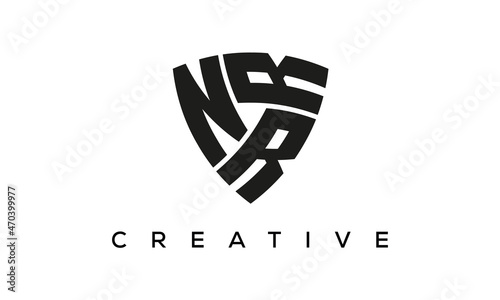 NRR letters logo, security Shield logo vector 