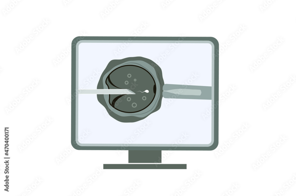 Vector illustration ICSI monitor laboratory workspace table Vector illustration ICSI monitor laboratory workspace table