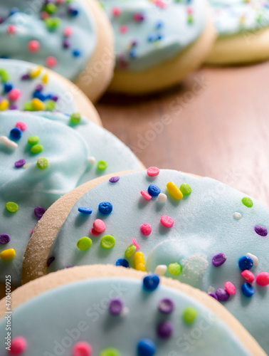Sugar cookies with blue frosting