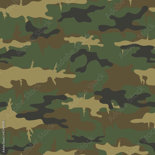 army camo green dark background, military forest uniform, ornament, seamless vector pattern