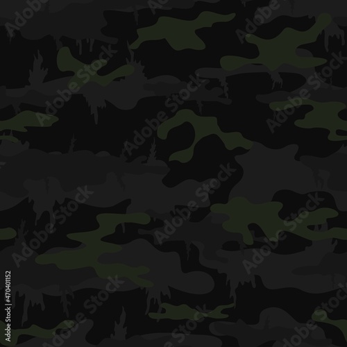 Black camouflage pattern, night background, disguise, street modern classic design