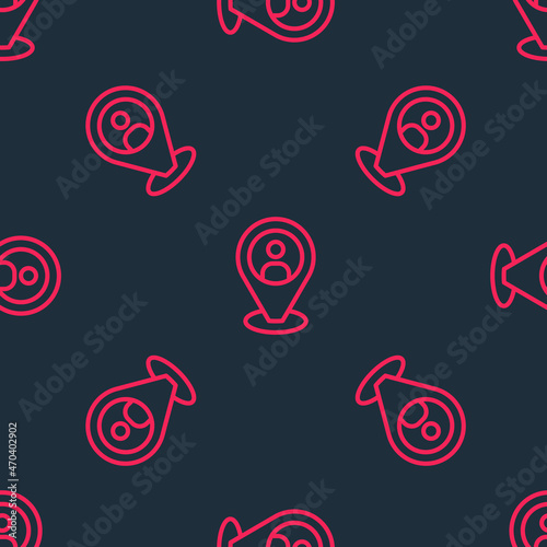 Red line Taxi client icon isolated seamless pattern on black background. Vector